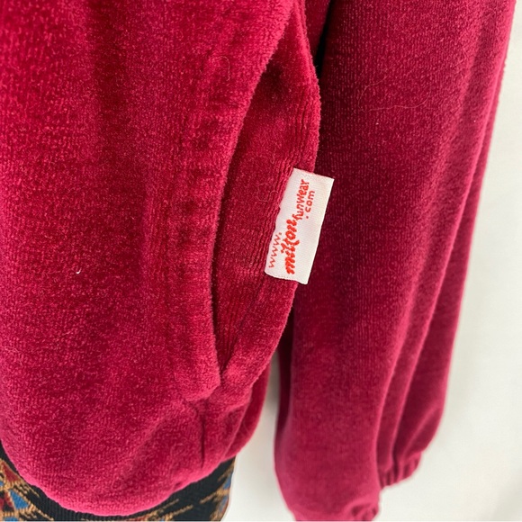 Vintage Milton Funwear Velour Embroidered Red Track Jacket Apx Size M-L - Picture 7 of 13